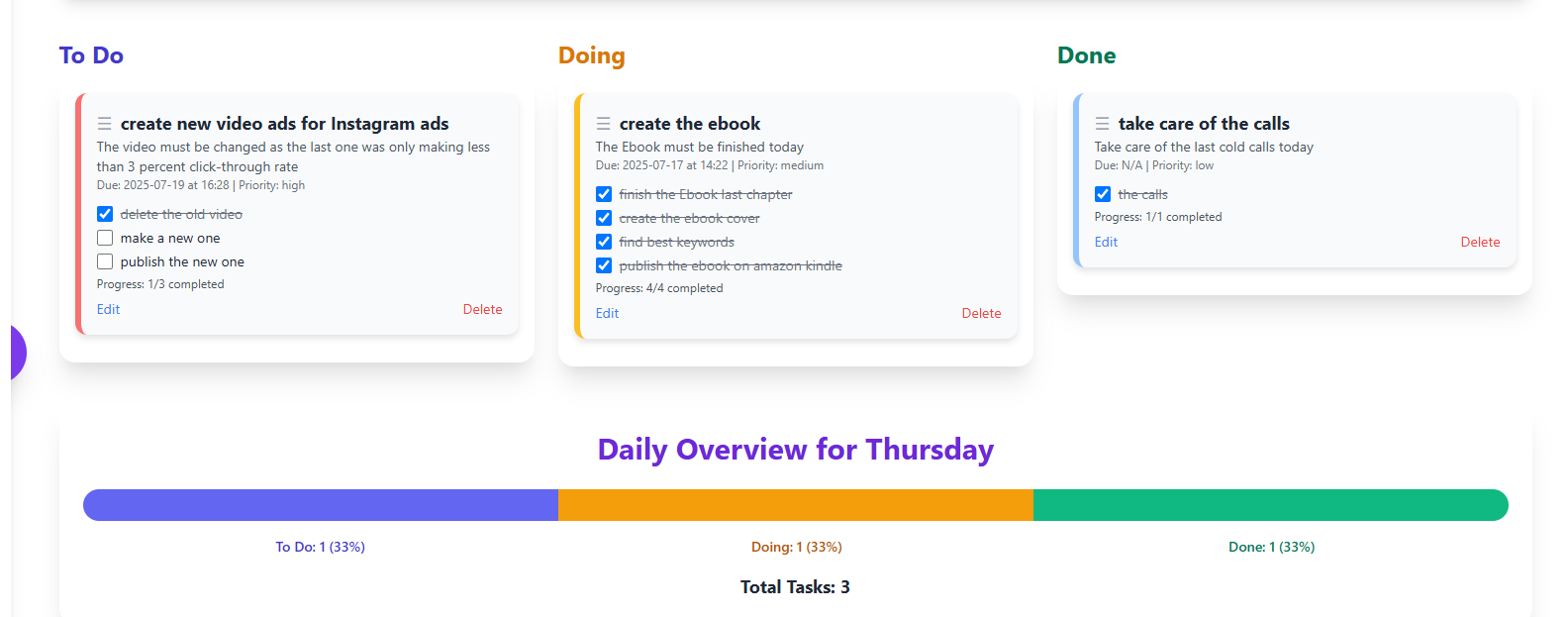 Xslar Dashboard Screenshot - Online Task Manager and Weekly Planner